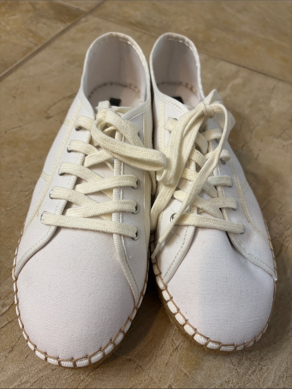 Kensie Women's Cream Canvas Lace-Up Sneakers